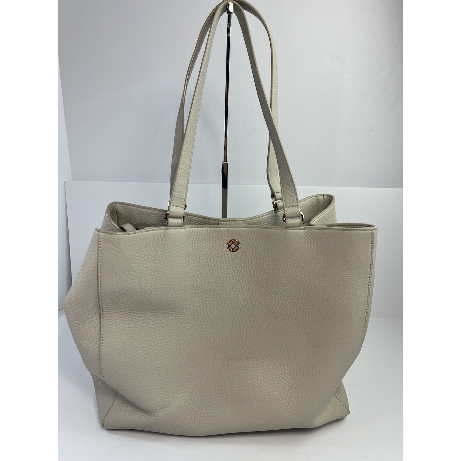 Dagne Dover Allyn Tote Bag Large Taupe & Rose Gold Hardware
